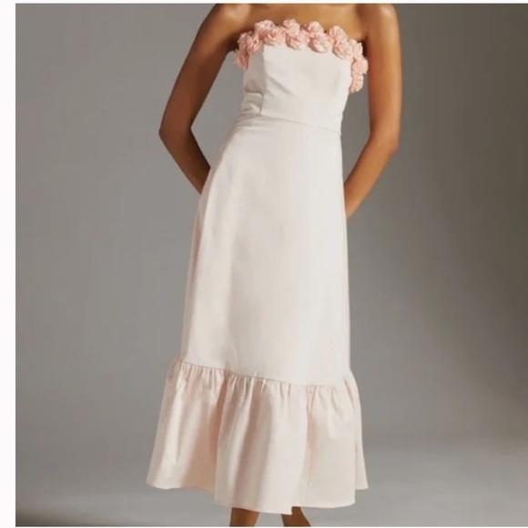 Anthropologie hutch Pink Strapless rose midi Dress nwt size 14 - Picture 1 of 4